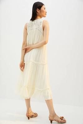 A New Day Cream Sleeveless Tiered Maxi Dress